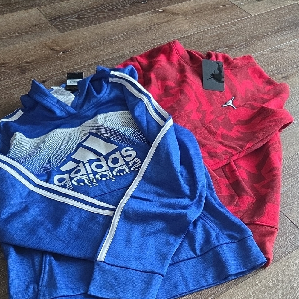 Adidas Kids Blue and Red Hoodies